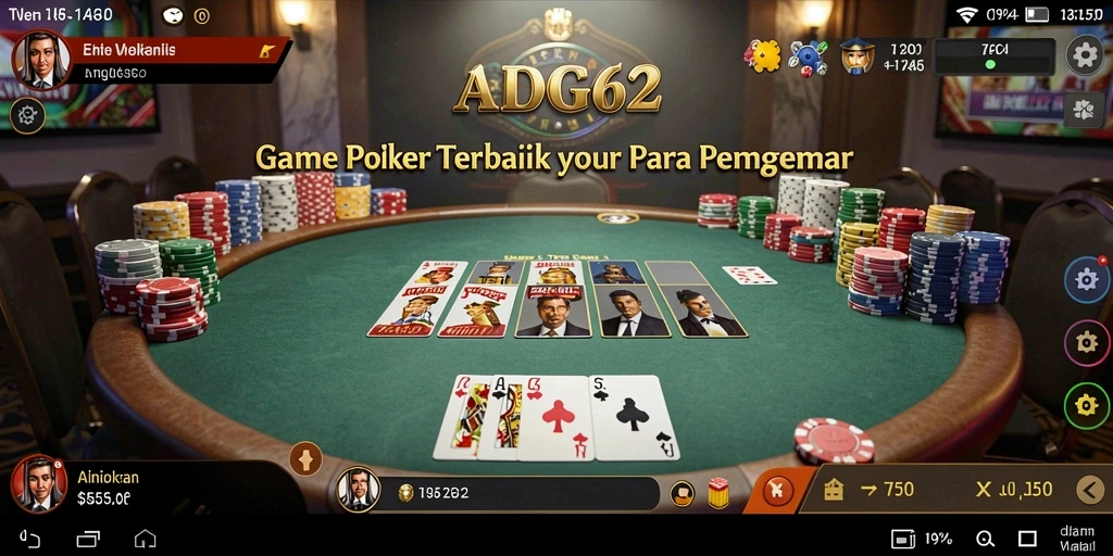 Tampilan layar permainan Poker ADG62 yang menarik dan interaktif.