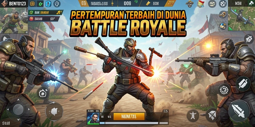 Tangkapan layar BENTO123 menunjukkan aksi intens pertarungan Battle Royale.