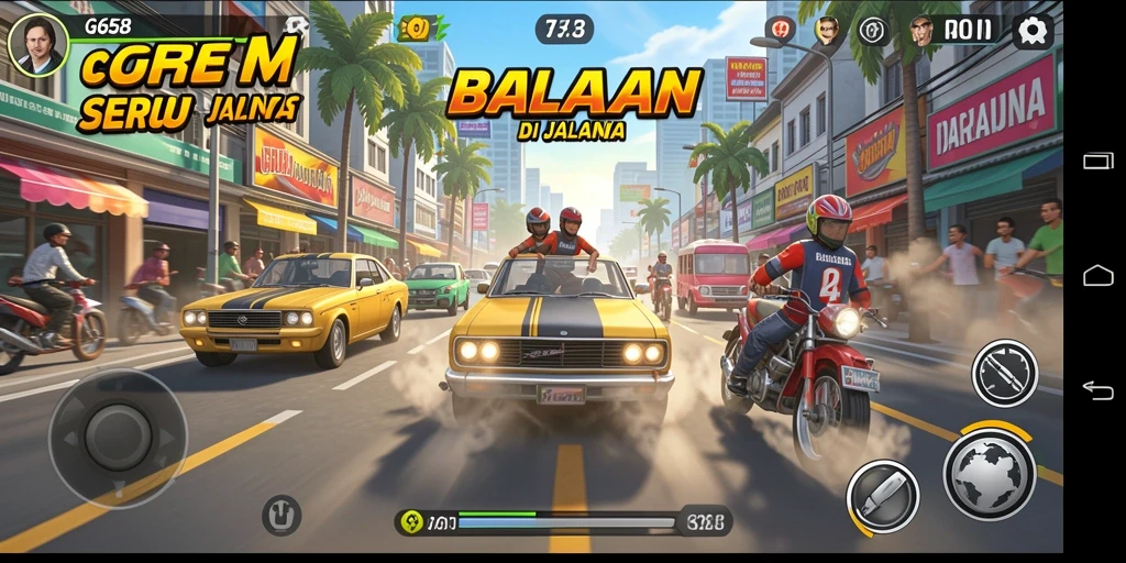 Gameplay G668 yang menampilkan aksi balapan mendebarkan.
