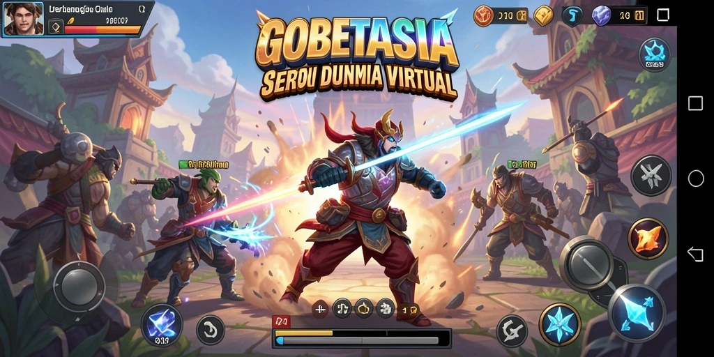 Screenshot gameplay GOBETASIA menampilkan aksi pertarungan seru dan karakter unik.