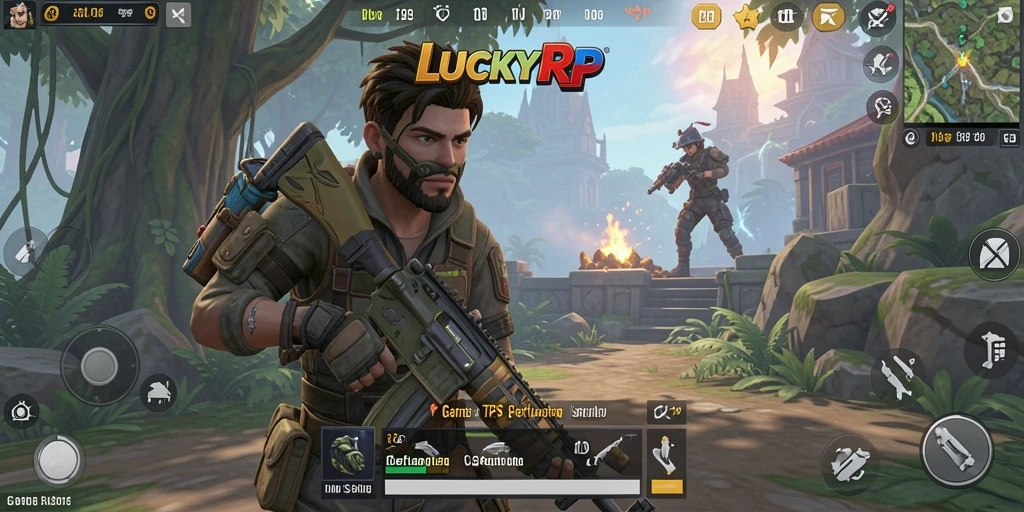 Screenshot gameplay <strong>LUCKYRP</strong> menampilkan aksi seru dalam pertempuran TPS.