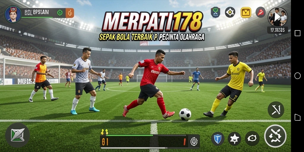 Tampilan gameplay MERPATI178 dengan aksi sepak bola yang mendebarkan.