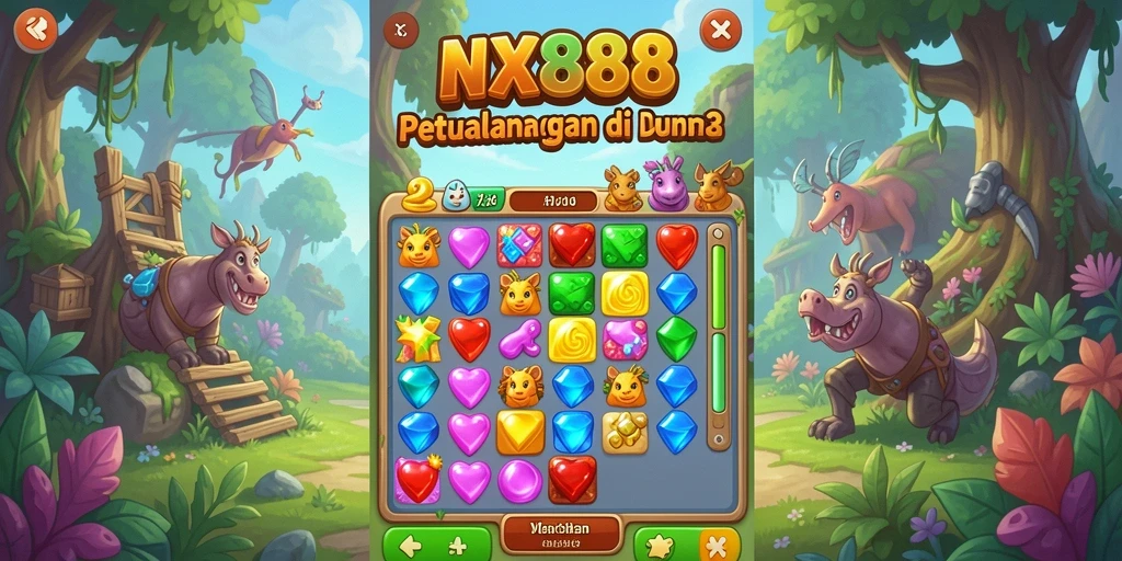 Screenshot yang menunjukkan aksi seru gameplay Match-3 NX888.