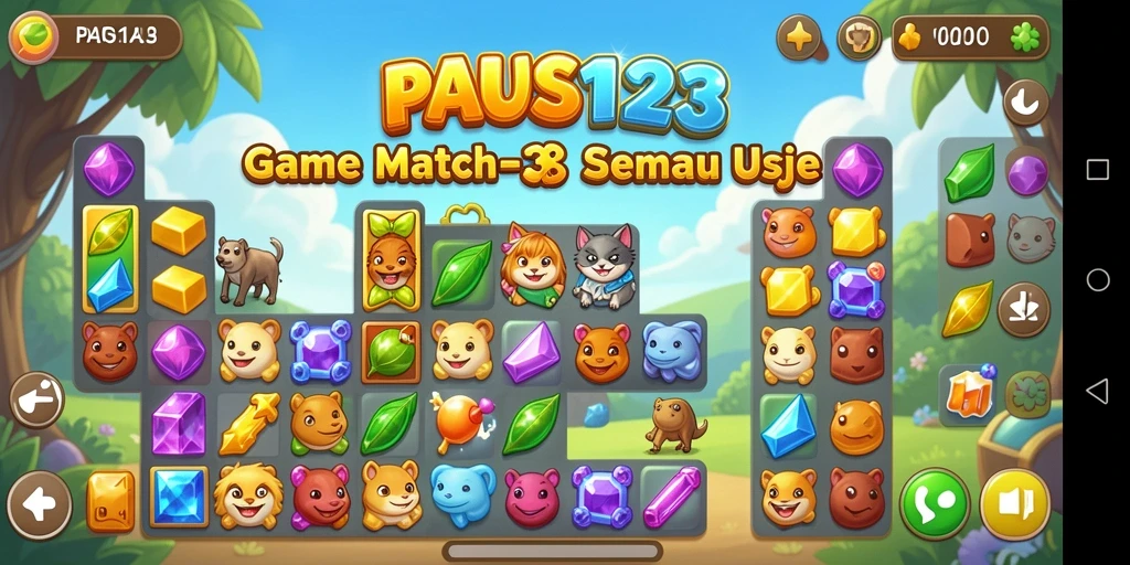 Tampilan hidup dalam gameplay Match-3 yang mengasyikkan.