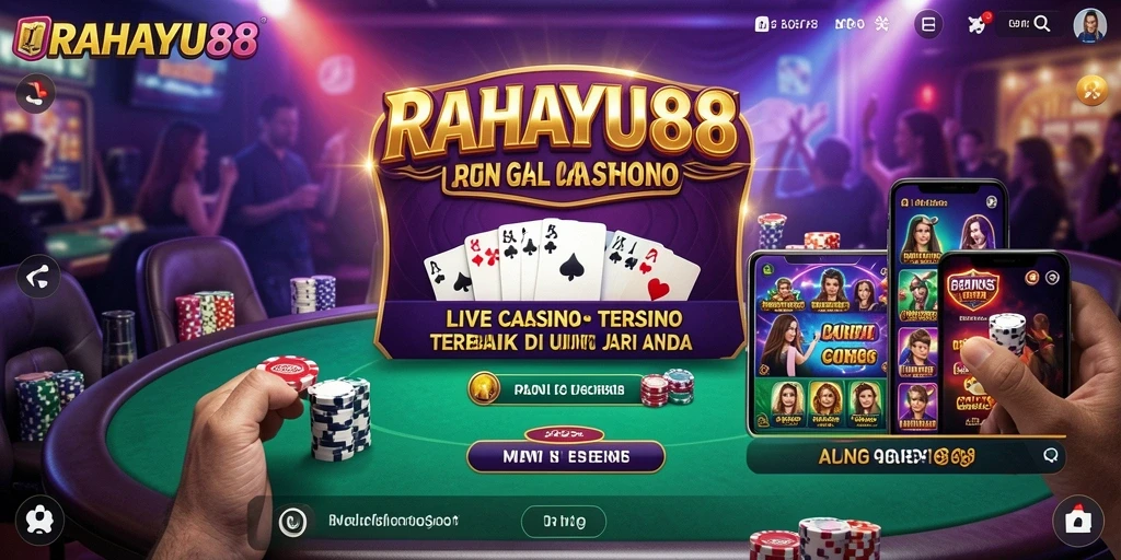 Screenshot RAHAYU88 menampilkan dealer live yang sedang bermain dengan pemain.