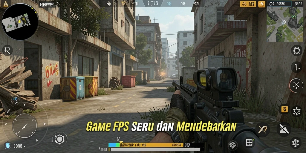 Screenshot gameplay RPRR menampilkan aksi menembak yang mendebarkan.