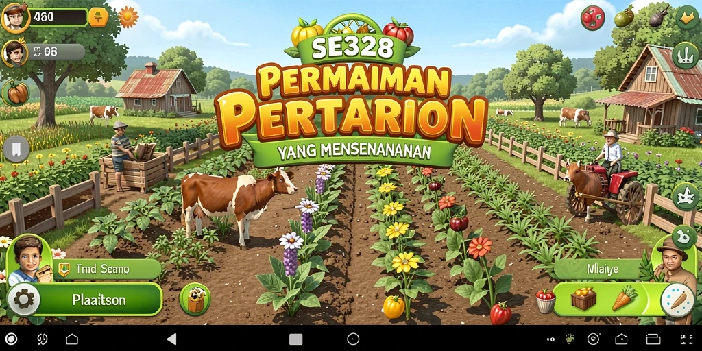Screenshot gameplay SE328 yang menggambarkan aktivitas bertani.