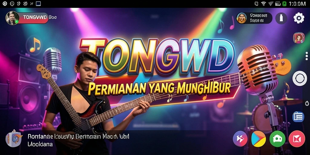 Screenshot utama TONGWD menunjukkan pemain menikmati permainan musik.