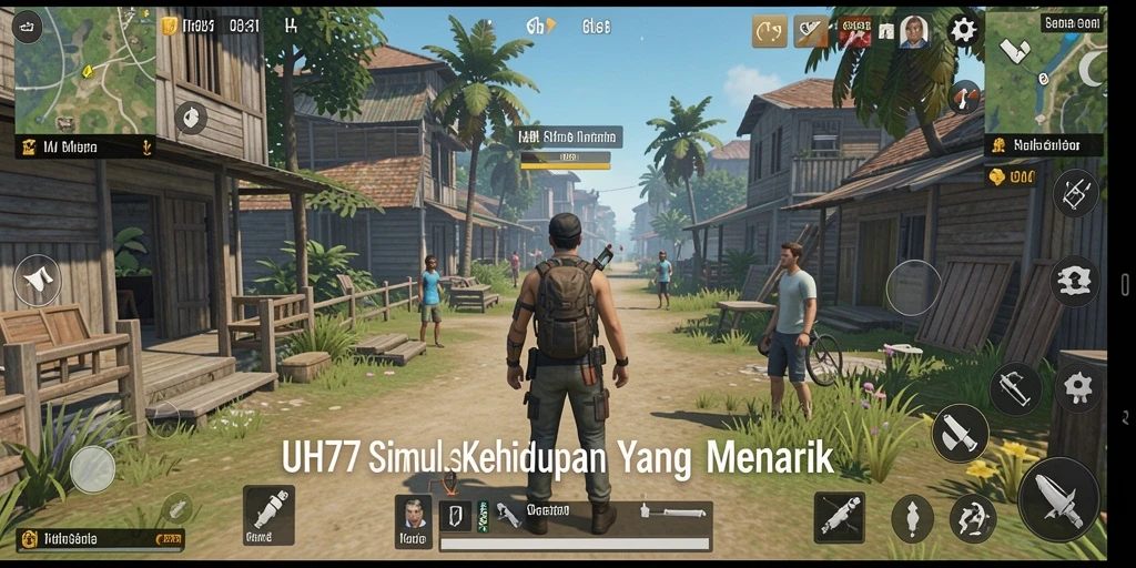 Tampilan gameplay UH77 yang menampilkan simulasi kehidupan yang mendalam.
