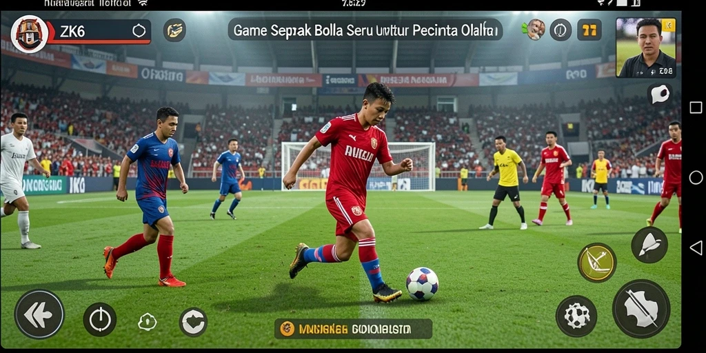 Tampilan screenshot utama ZK6 menunjukkan aksi cepat dalam permainan sepak bola.
